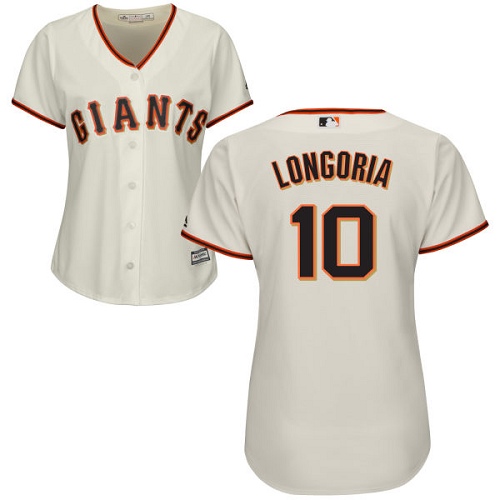 Giants #10 Evan Longoria Cream Home Women's Stitched MLB Jersey